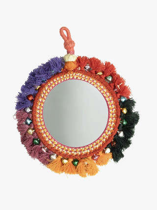 Home DecorMulticolor Patwa Thread & Bead Decorative Hanging MirrorKaladoraFlourish Planet