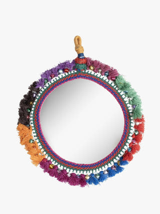 Home DecorMulticolor Patwa Thread Decorative Hanging Mirror with TasselsKaladoraFlourish Planet