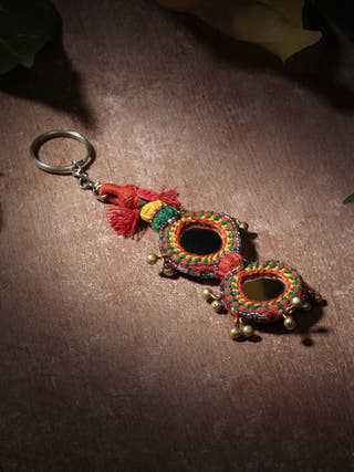 Personal AccessoriesMulticolor Patwa Thread Mirror Keychain with Beads & Tassels 1KaladoraFlourish Planet
