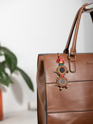 Personal AccessoriesMulticolor Patwa Thread Mirror Keychain with Beads & Tassels 1KaladoraFlourish Planet