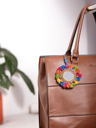 Personal AccessoriesMulticolor Patwa Thread Mirror Keychain with Beads & Tassels 2KaladoraFlourish Planet