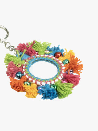 Personal AccessoriesMulticolor Patwa Thread Mirror Keychain with Beads & Tassels 3KaladoraFlourish Planet