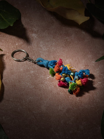 Multicolor Patwa Thread Tassel Keychain with Beads - Set of 2