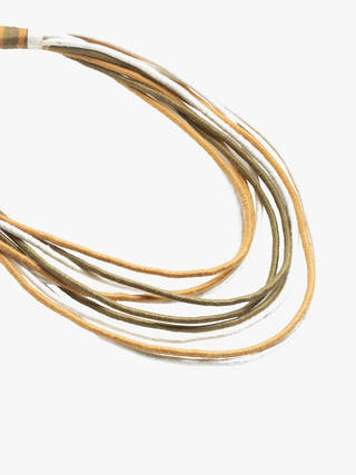 NecklaceMultistrand Patwa Thread Necklace in Mustard, Olive & CreamKaladoraFlourish Planet