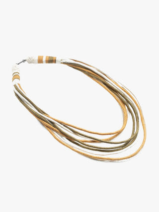 NecklaceMultistrand Patwa Thread Necklace in Mustard, Olive & CreamKaladoraFlourish Planet