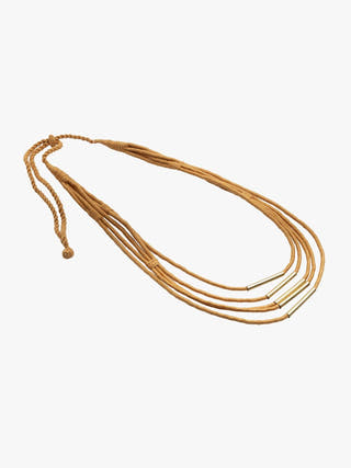 NecklaceMustard Multistrand Patwa Thread Necklace with Metal Tube AccentsKaladoraFlourish Planet