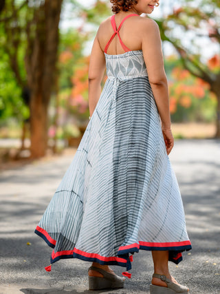 Shopie Criss Cross Shibori Dress Grey AMAR KOSA