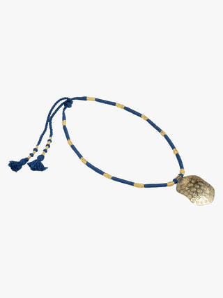 NecklaceNavy Blue & Golden Patwa Thread Necklace with Gold - Toned Shield PendantKaladoraFlourish Planet