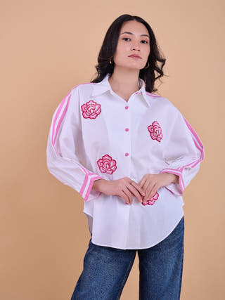 Embellished Harper Shirt | White