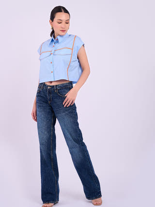 Bress Crop Shirt | Light Blue