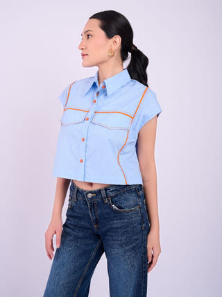 Bress Crop Shirt | Light Blue