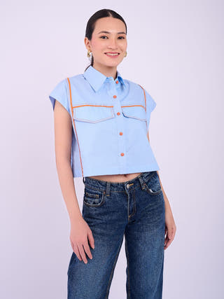 Bress Crop Shirt | Light Blue