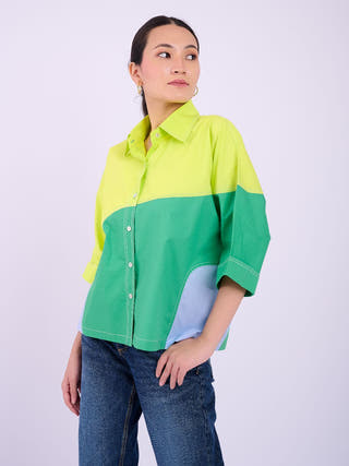 Eva Colourblock | Lime and Dark Green