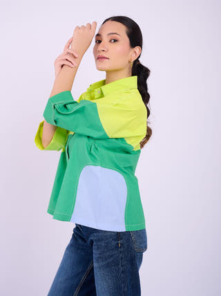 Eva Colourblock | Lime and Dark Green