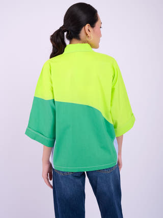 Eva Colourblock | Lime and Dark Green