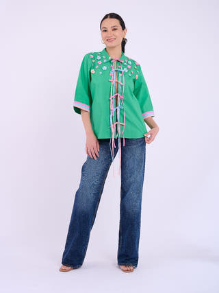 Embellished Luca Shirt | Dark Green