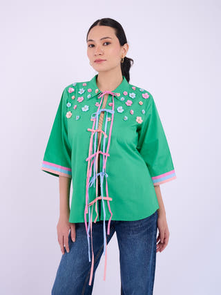 Embellished Luca Shirt | Dark Green