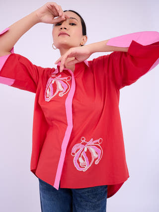 Embellished Teresa Shirt | Red