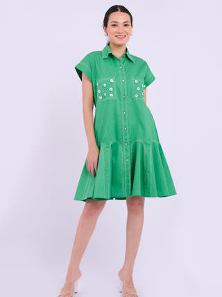 Embellished Sasha Dress | Dark Green
