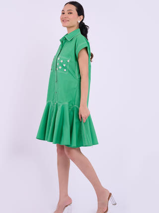 Embellished Sasha Dress | Dark Green