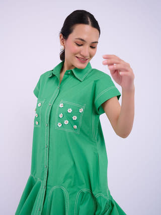 Embellished Sasha Dress | Dark Green