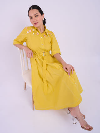 Embellished Cortez Dress | Yellow