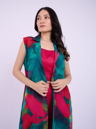 Teddi Overlay Crepe | Abstract Green