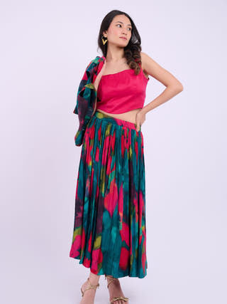 Tara Crepe Skirt | Abstract Green