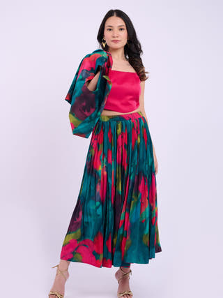 Tara Crepe Skirt | Abstract Green