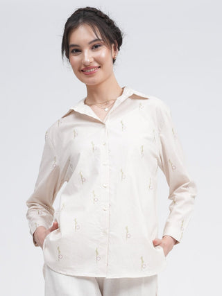 Organic Cotton Block Printed Jessica Shirt with Trousers Co-ords Set Saltpetre