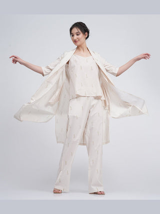 Organic Cotton Block Printed Long Shirt and Slip Top with Trousers 3-Piece Co-ord Set Saltpetre