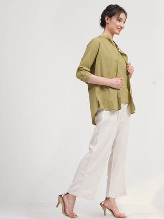 Organic Cotton Button Down Shirt with Slip Top and Tapered Trousers Co-ord Set Saltpetre