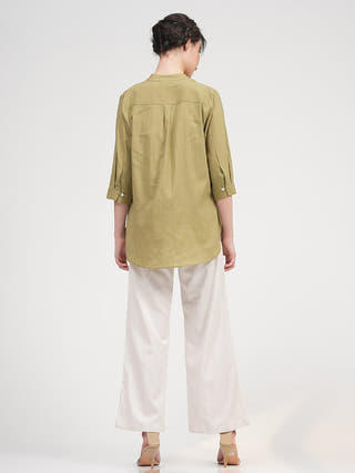 Organic Cotton Button Down Shirt with Slip Top and Tapered Trousers Co-ord Set Saltpetre