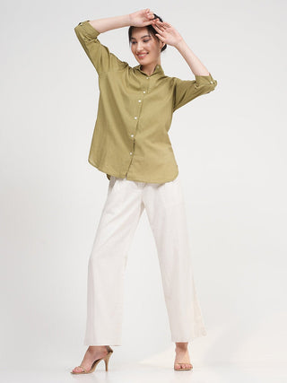 Organic Cotton Dianne Shirt with Trousers Co-ords Set Saltpetre