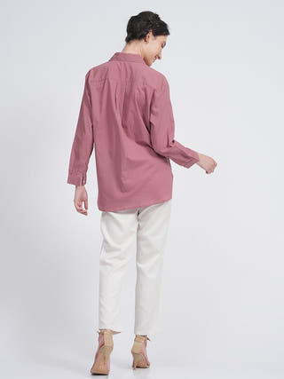 Organic Cotton Solid Jessica Shirt with Trousers Co-ord Set Saltpetre