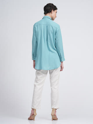 Organic Cotton Solid Jessica Shirt with Trousers Co-ord Set Saltpetre