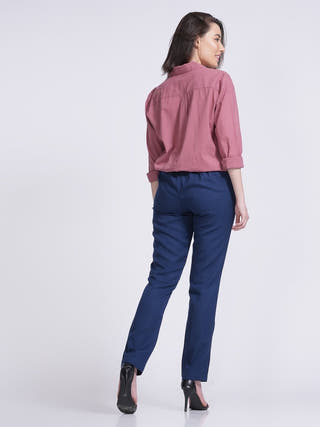 Organic Cotton Solid Jessica Shirt with Trousers Co-ord Set Saltpetre