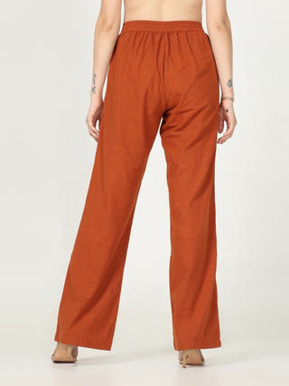 Organic Cotton Solid Long Shirt with Wide Leg Pant Co-ord Set Saltpetre