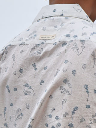 Boogie Half Sleeve Shirt In Floral Handblock Print Cotton