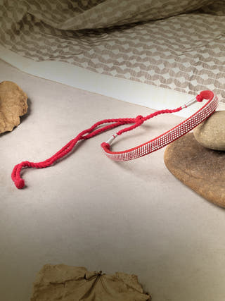 NecklacePink Patwa Thread Choker with Metallic DetailingKaladoraFlourish Planet