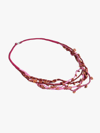 NecklacePink Patwa Thread Necklace with Natural Wood AccentsKaladoraFlourish Planet