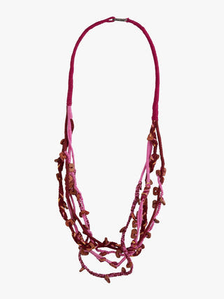 NecklacePink Patwa Thread Necklace with Natural Wood AccentsKaladoraFlourish Planet