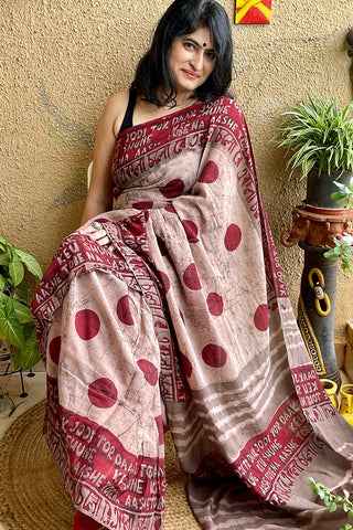 Block Print Ekla Cholo Saree In Cotton Indigo Forsarees