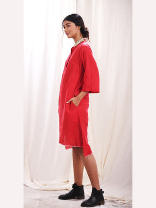 Rini Tunic with Hand Embroidered Collar Earth Route