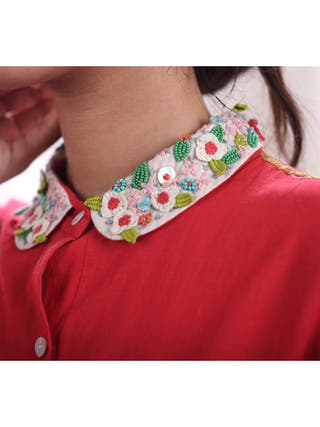 Rini Tunic with Hand Embroidered Collar Earth Route