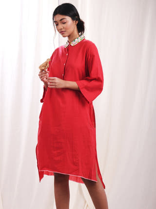 Rini Tunic with Hand Embroidered Collar Earth Route