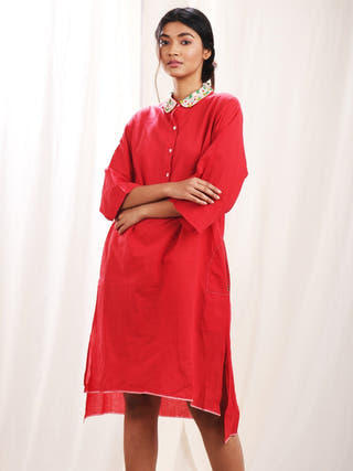 Rini Tunic with Hand Embroidered Collar Earth Route