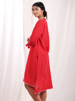 Rini Tunic with Hand Embroidered Collar Earth Route