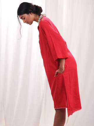 Rini Tunic with Hand Embroidered Collar Earth Route