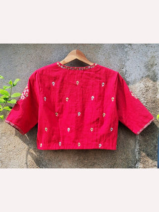 Roma Hand Embroidered Blouse in Handwoven Cotton